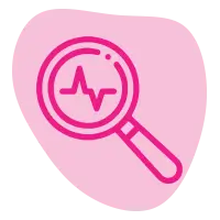 logo de lupa con electrocardiograma